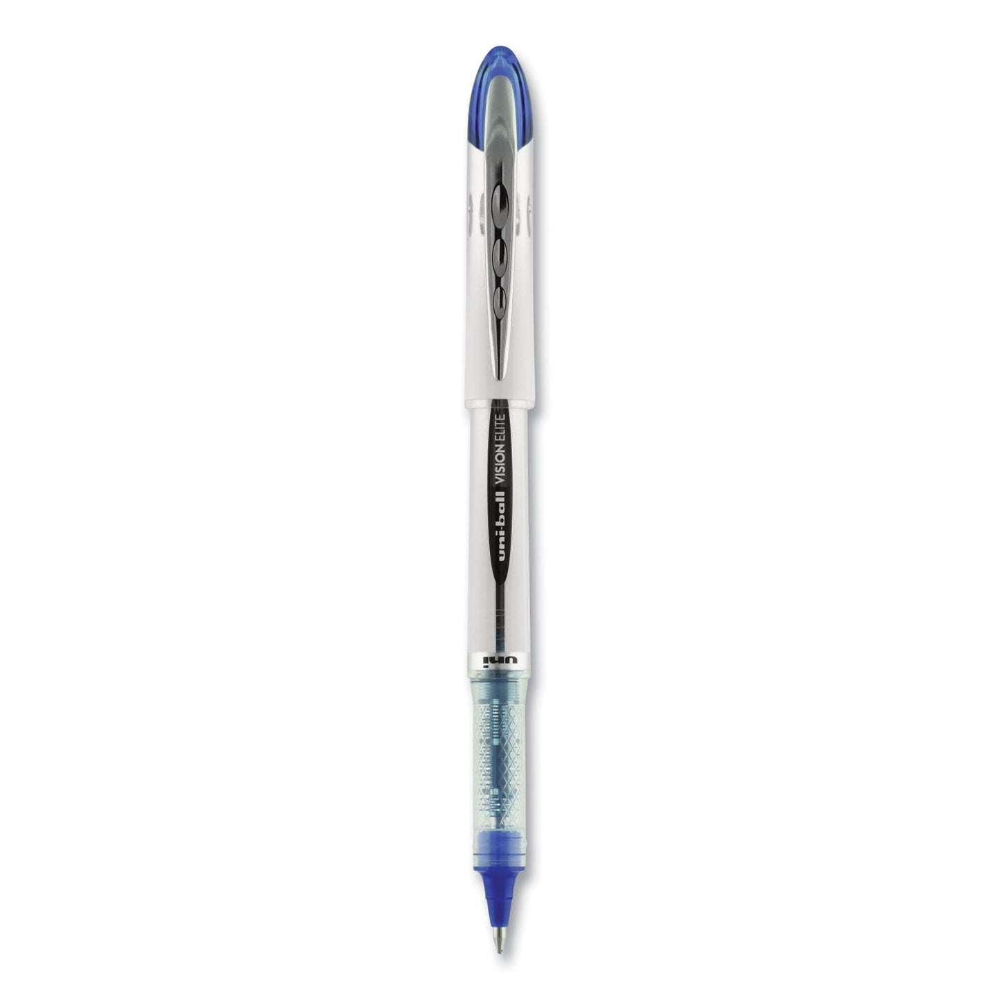 uniball VISION ELITE Roller Ball Pen, Stick, Bold 0.8 mm, Blue Ink, White/Blue Barrel