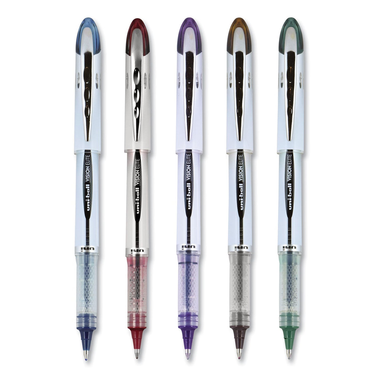 uniball VISION ELITE BLX Series Roller Ball Pen, Stick, Bold 0.8 mm, Assorted Ink and Barrel Colors, 5/Pack