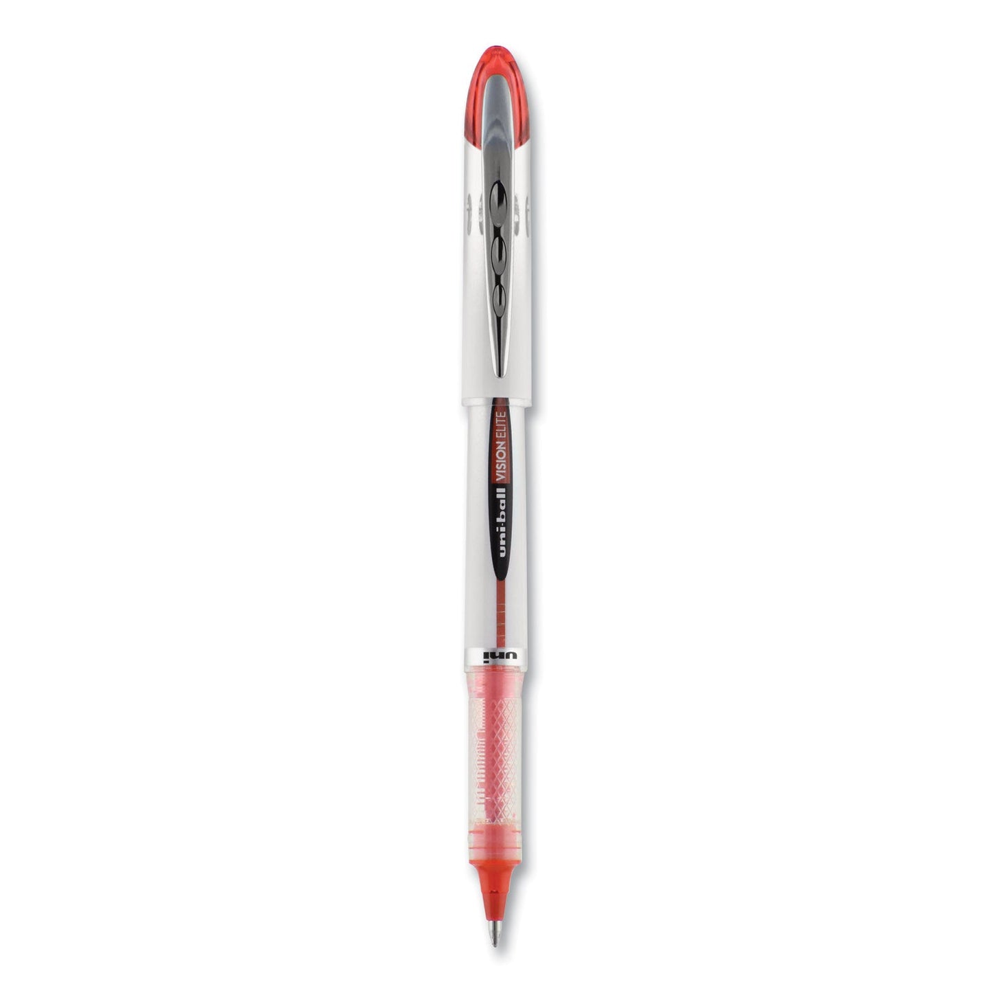 uniball VISION ELITE Roller Ball Pen, Stick, Bold 0.8 mm, Red Ink, White/Red Barrel