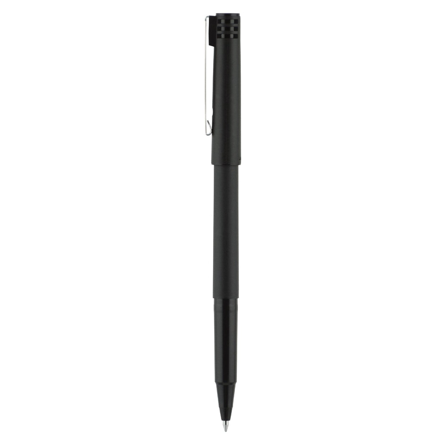 uniball Roller Ball Pen, Stick, Fine 0.7 mm, Black Ink, Black Matte Barrel, Dozen