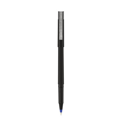 uniball Roller Ball Pen, Stick, Micro 0.5 mm, Black Ink, Black Matte Barrel, 36/Pack