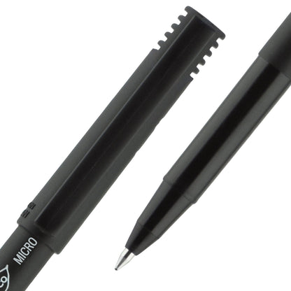 uniball ONYX Roller Ball Pen, Stick, Micro 0.5 mm, Black Ink, Black Matte Barrel, Dozen