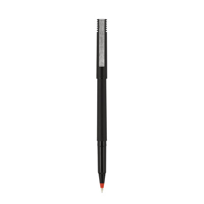 uniball Roller Ball Pen, Stick, Fine 0.7 mm, Red Ink, Black Matte Barrel, Dozen