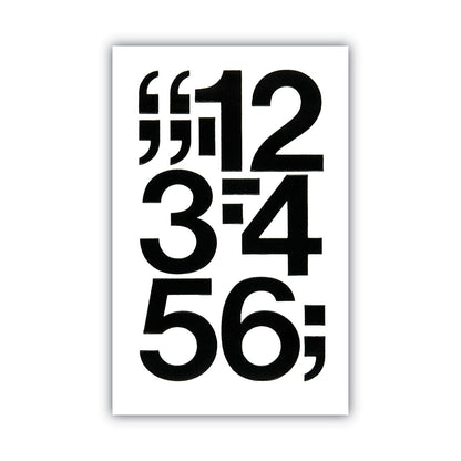 Chartpak Press-On Vinyl Numbers, Self Adhesive, Black, 3"h, 10/Pack