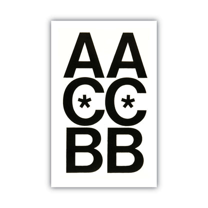 Chartpak Press-On Vinyl Uppercase Letters, Self Adhesive, Black, 3"h, 50/Pack