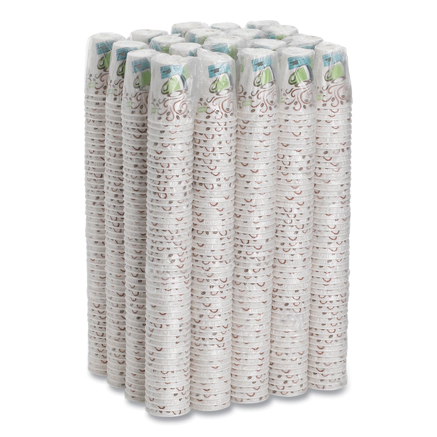 Dixie PerfecTouch Paper Hot Cups, 12 oz, Coffee Haze Design, Individually Wrapped, 1,000/Carton