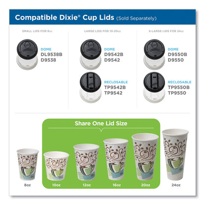 Dixie PerfecTouch Paper Hot Cups, 12 oz, Coffee Haze Design, Individually Wrapped, 1,000/Carton
