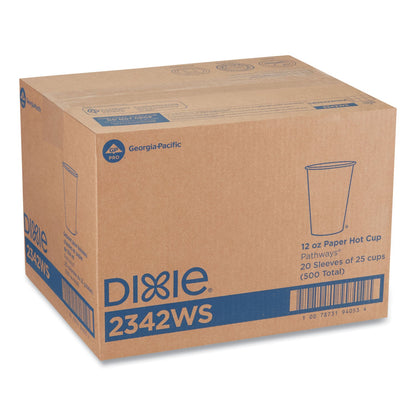 Dixie Pathways Paper Hot Cups, 12 oz, 25/Bag, 20 Bags/Carton