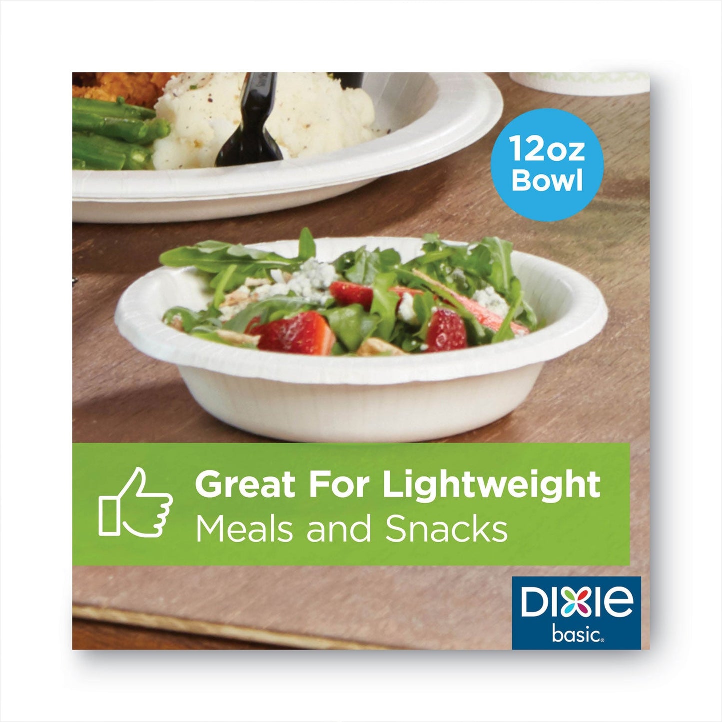 Dixie Everyday Disposable Dinnerware, Individually Wrapped, Bowl, 12 oz, White, 500/Carton