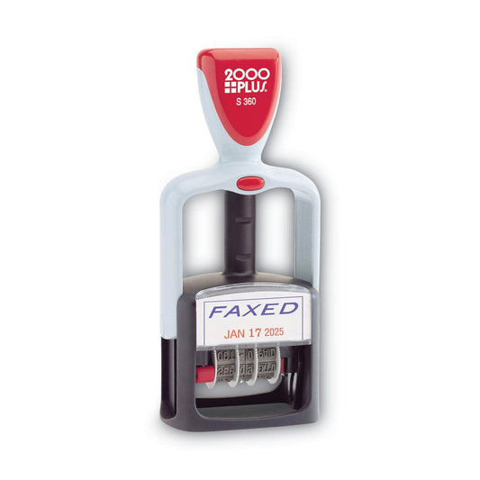 COSCO 2000PLUS Model S 360 Two-Color Message Dater, 1.75 x 1, "Faxed," Self-Inking, Blue/Red