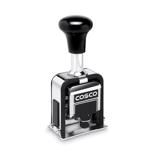 COSCO 2000PLUS Automatic Numbering Machine, 6 wheels, Self-Inking, Black 0.75 x 0.25