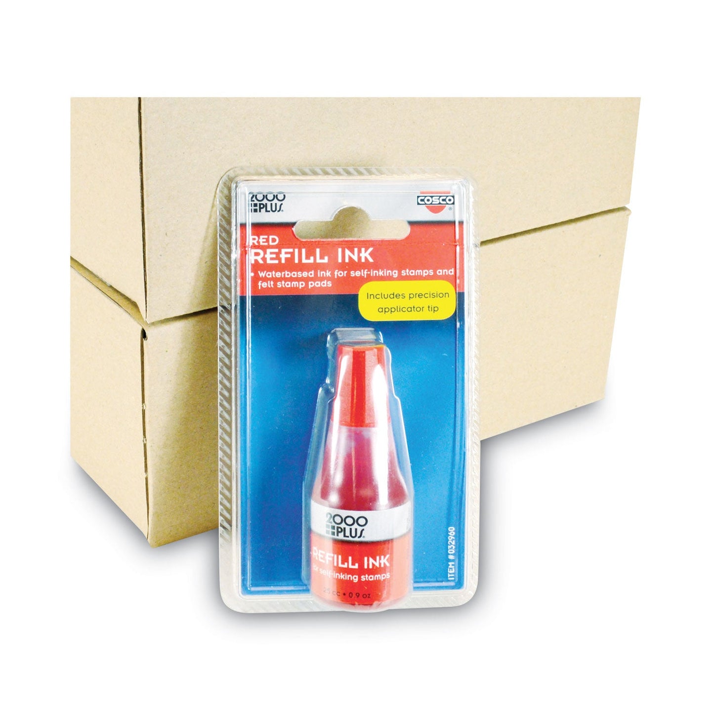 COSCO 2000PLUS Self-Inking Refill Ink, 0.9 oz. Bottle, Red