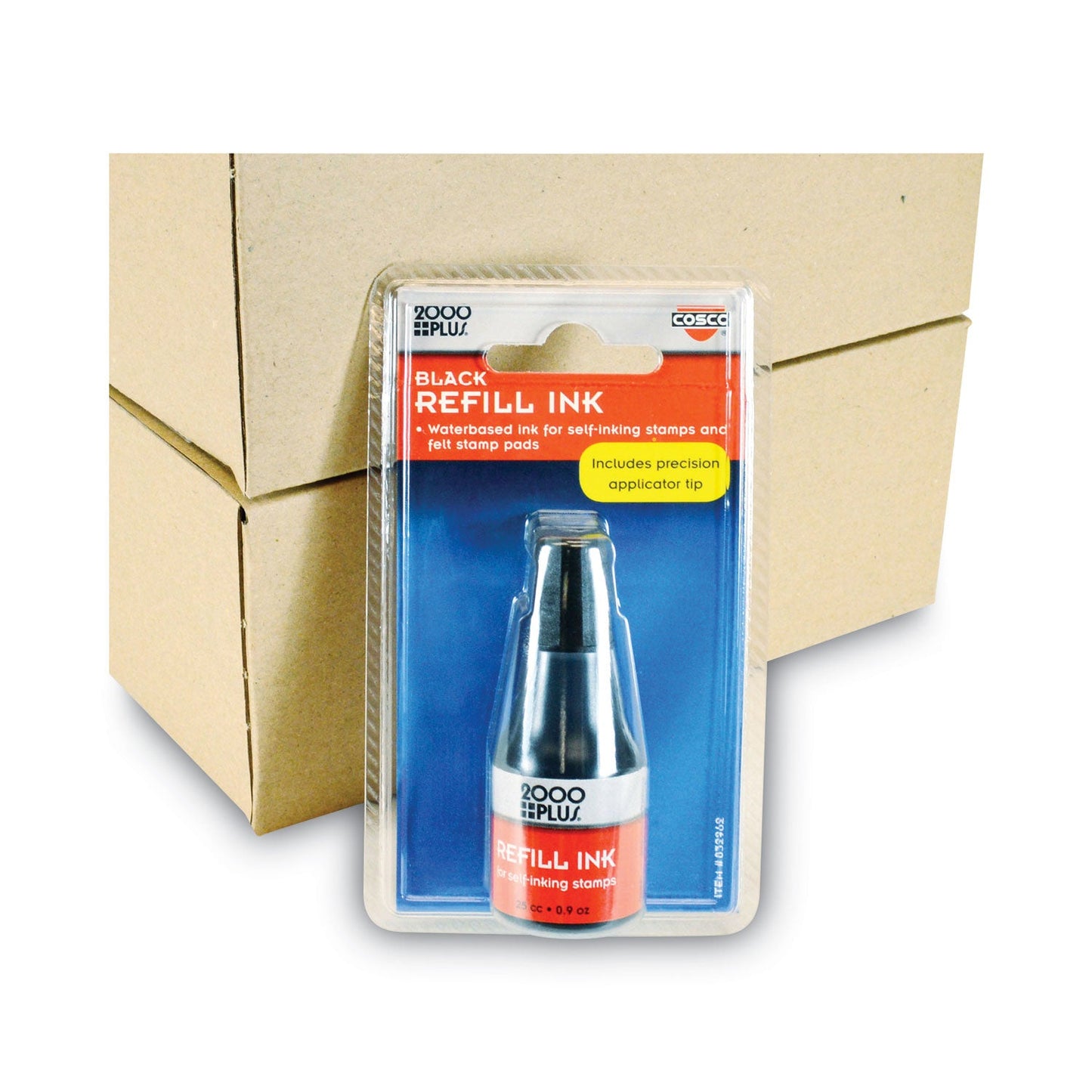 COSCO 2000PLUS Self-Inking Refill Ink, 0.9 oz. Bottle, Black