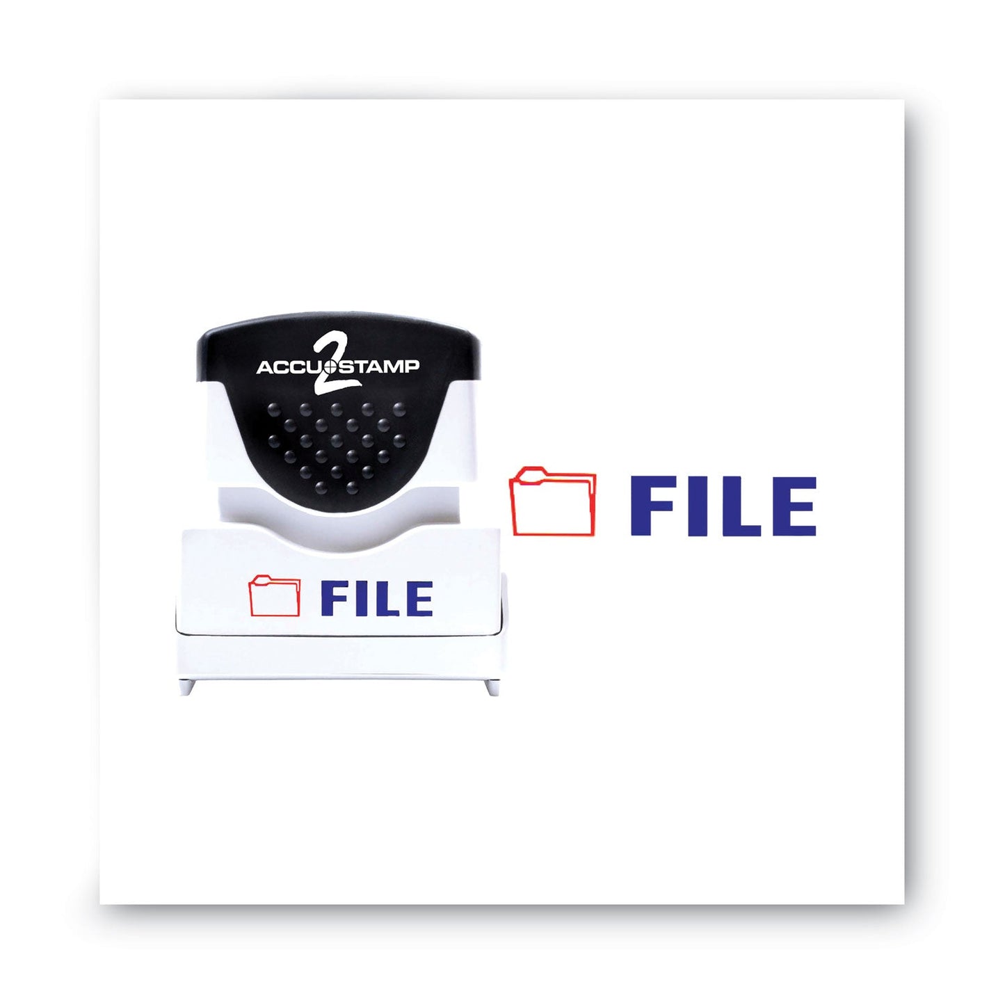 ACCUSTAMP2 Pre-Inked Shutter Stamp, Red/Blue, FILE, 1.63 x 0.5
