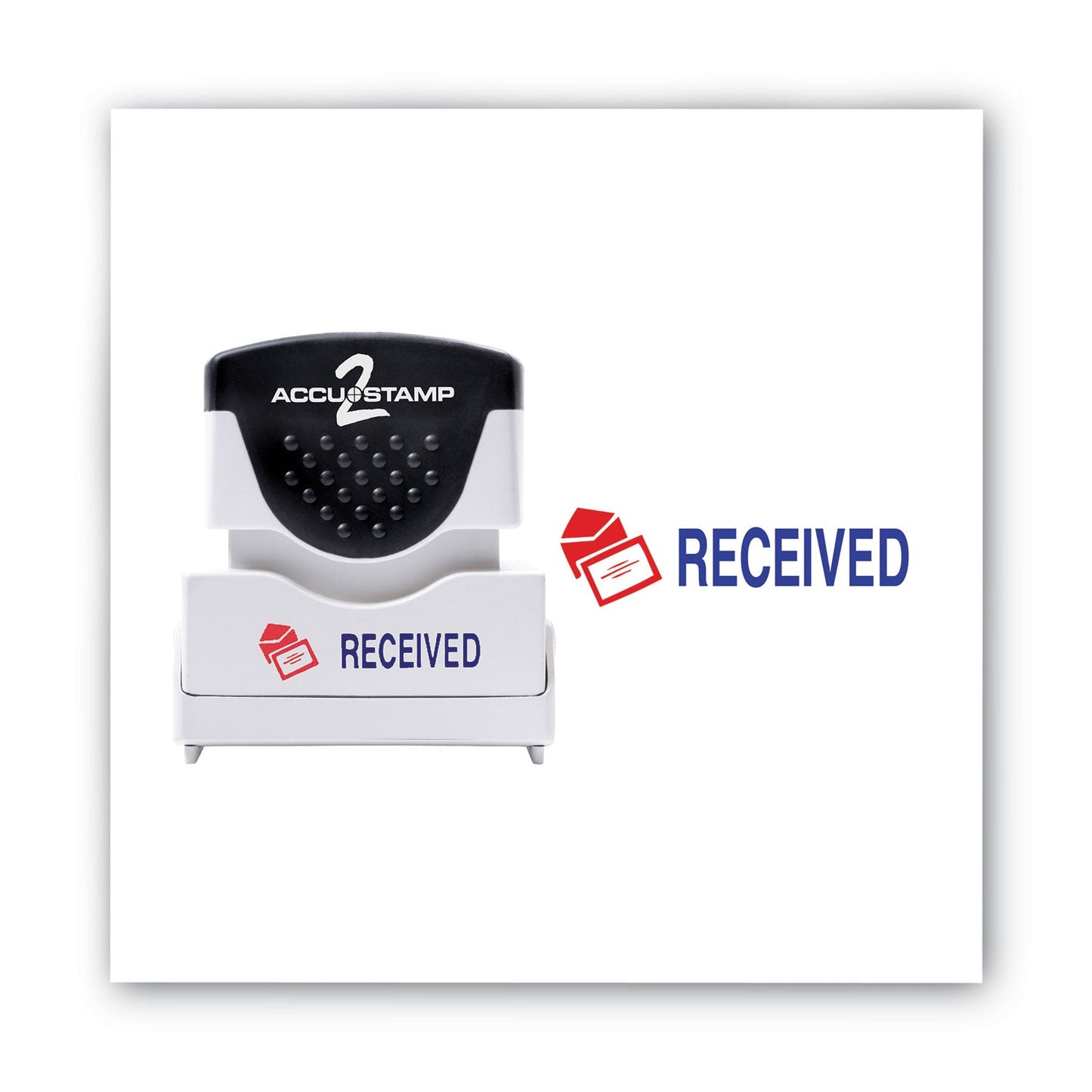 ACCUSTAMP2 Pre-Inked Shutter Stamp, Red/Blue, RECEIVED, 1.63 x 0.5
