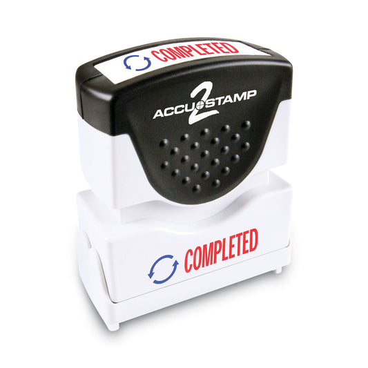 ACCUSTAMP2 Pre-Inked Shutter Stamp, Red/Blue, COMPLETED, 1.63 x 0.5