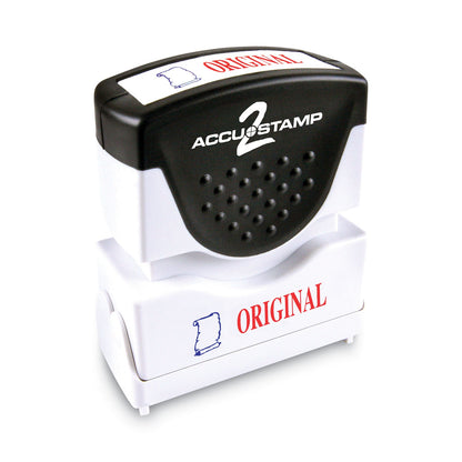 ACCUSTAMP2 Pre-Inked Shutter Stamp, Red/Blue, ORIGINAL, 1.63 x 0.5