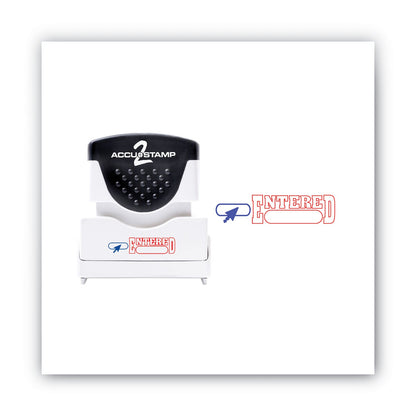 ACCUSTAMP2 Pre-Inked Shutter Stamp, Red/Blue, ENTERED, 1.63 x 0.5