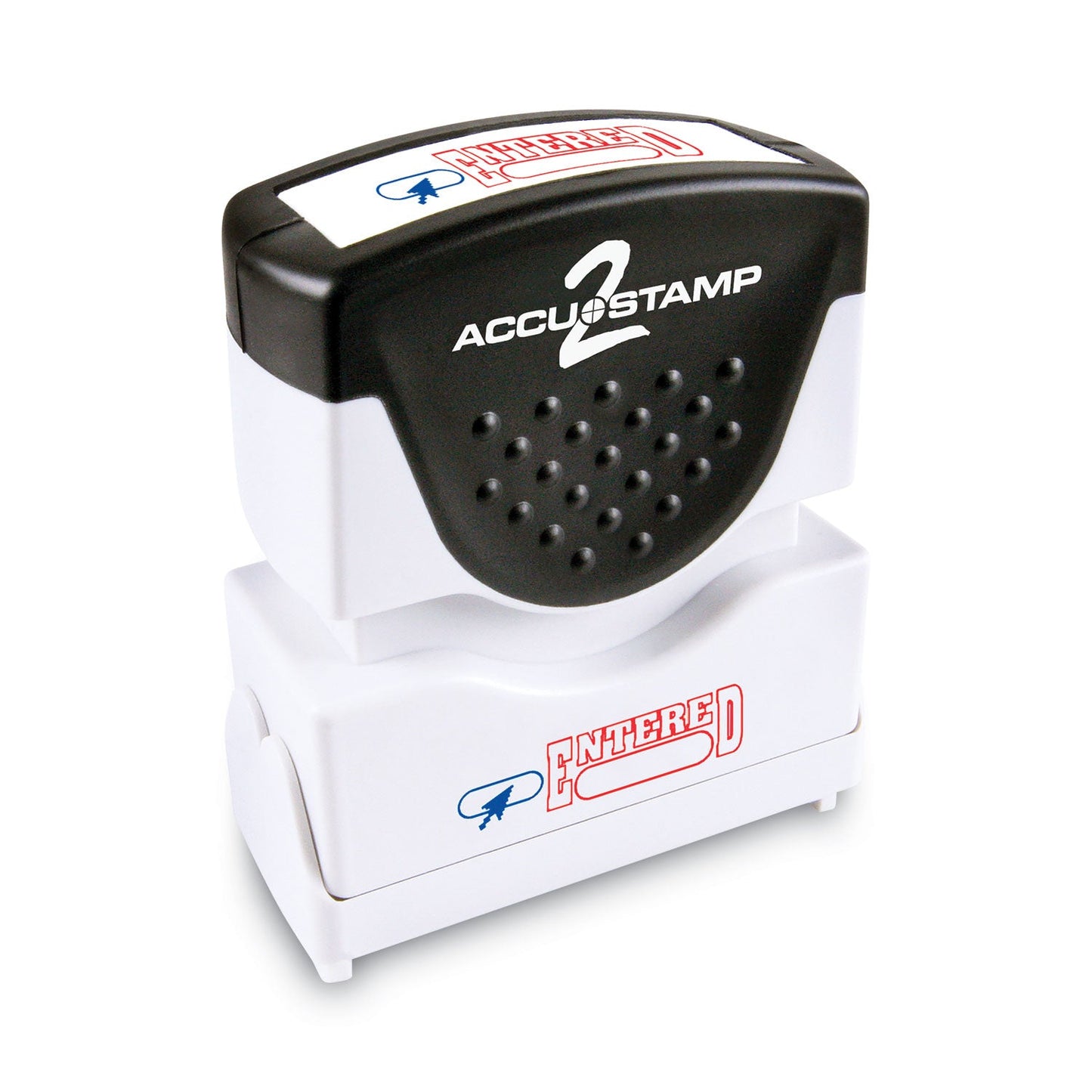 ACCUSTAMP2 Pre-Inked Shutter Stamp, Red/Blue, ENTERED, 1.63 x 0.5