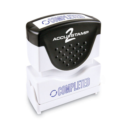 ACCUSTAMP2 Pre-Inked Shutter Stamp, Blue, COMPLETED, 1.63 x 0.5