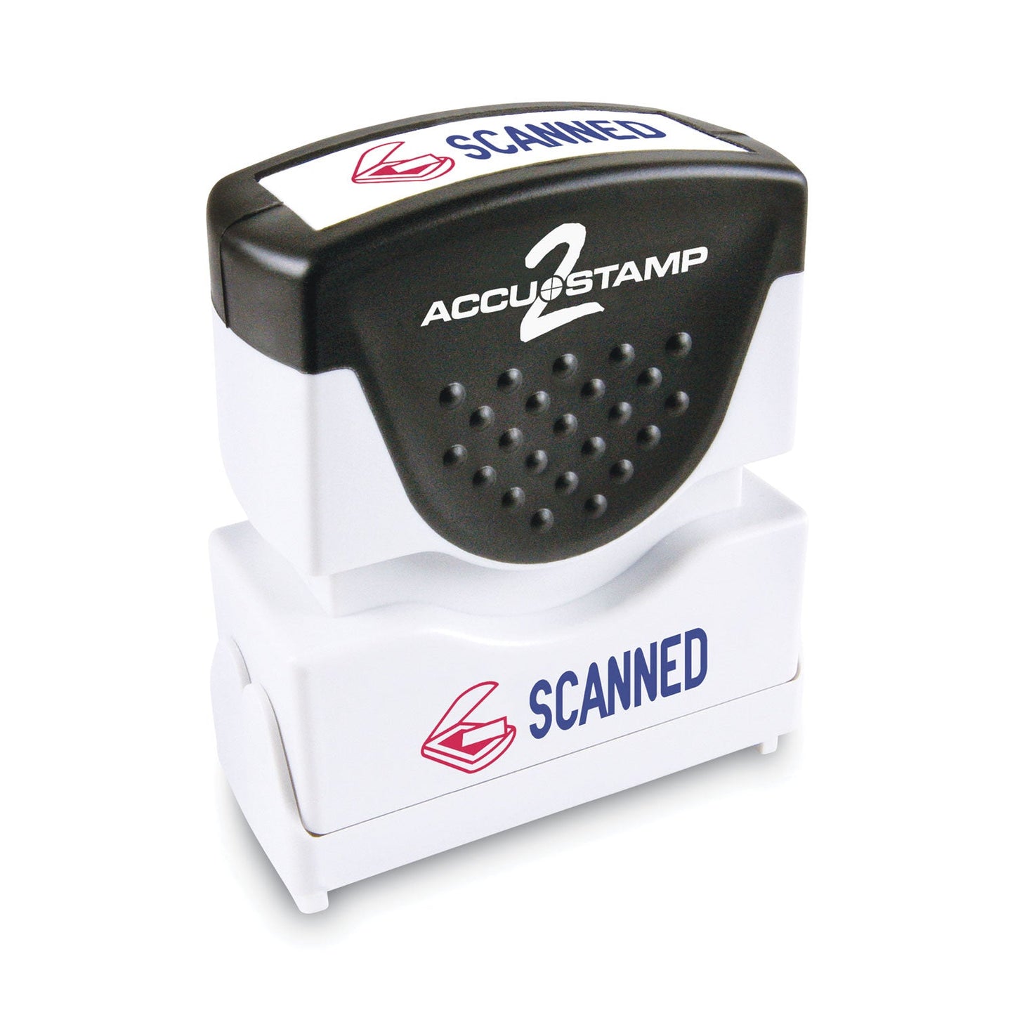 ACCUSTAMP2 Pre-Inked Shutter Stamp, Red/Blue, SCANNED, 1.63 x 0.5