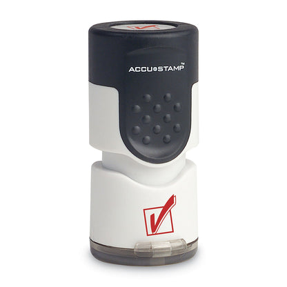 ACCUSTAMP Pre-Inked Round Stamp, Check Mark, 0.63" dia, Red