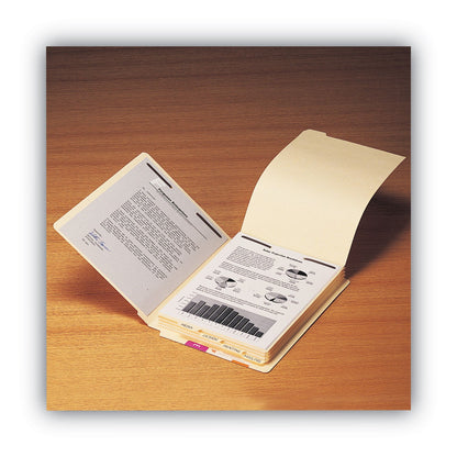Smead Stackable Folder Dividers with Fasteners, 1/5-Cut End Tab, Letter Size, Manila, 50/Pack