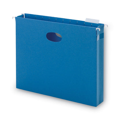 Smead Hanging Pockets with Full-Height Gusset, 1 Section, 2" Capacity, Letter Size, 1/5-Cut Tabs, Sky Blue, 25/Box