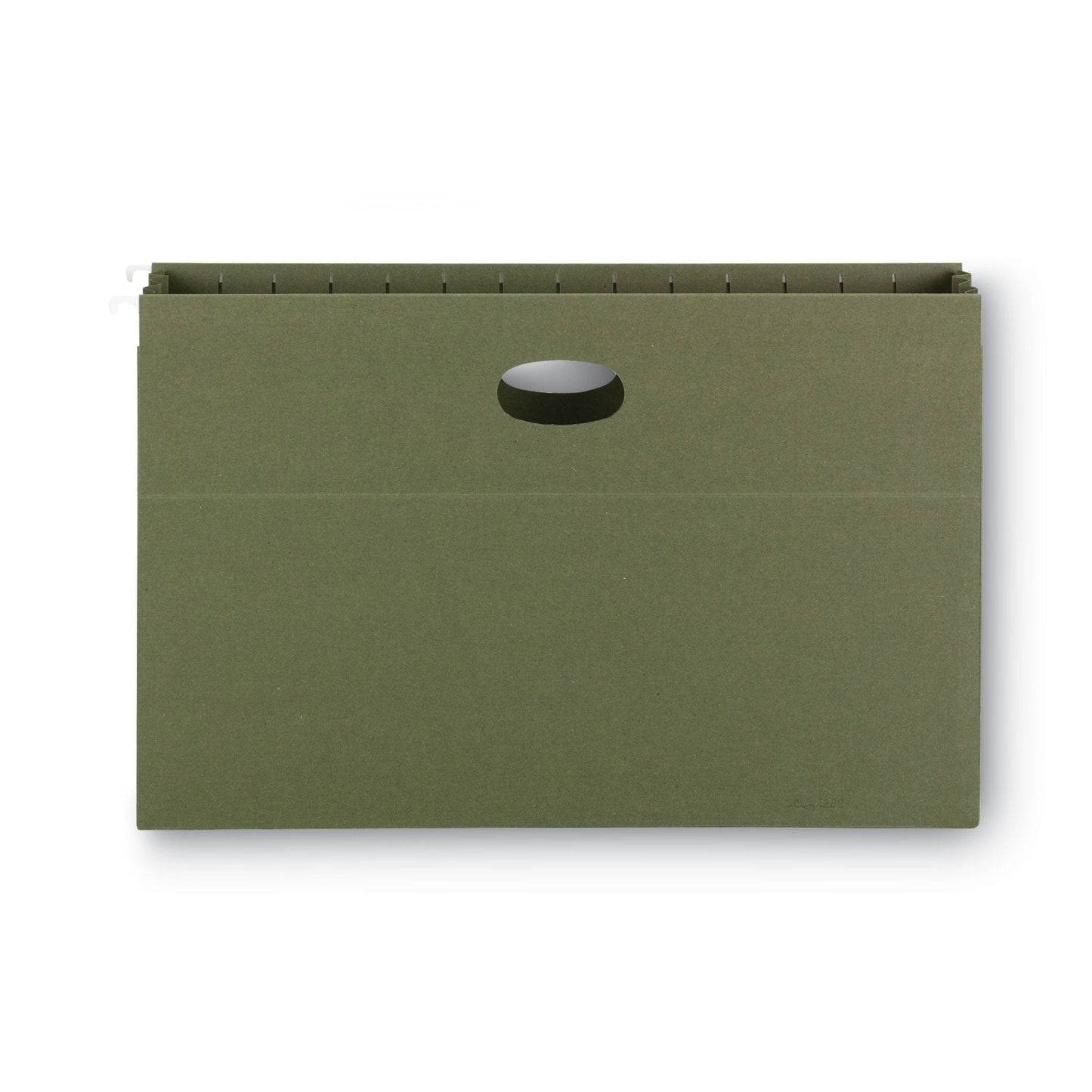 Smead 100% Recycled Hanging Pockets with Full-Height Gusset, 1 Section, 3.5" Capacity, Legal Size, Standard Green, 10/Box