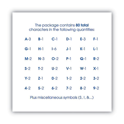 COSCO Letters, Numbers and Symbols, Self Adhesive, Black, 3"h, 64 Characters
