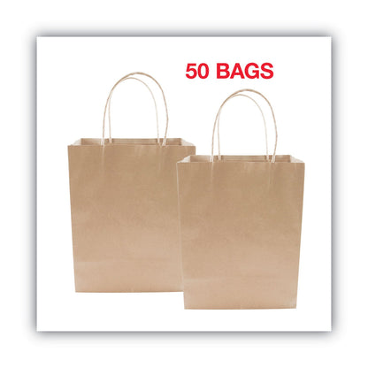 COSCO Premium Shopping Bag, 8" x 4" x 10.25", Brown Kraft, 50/Box