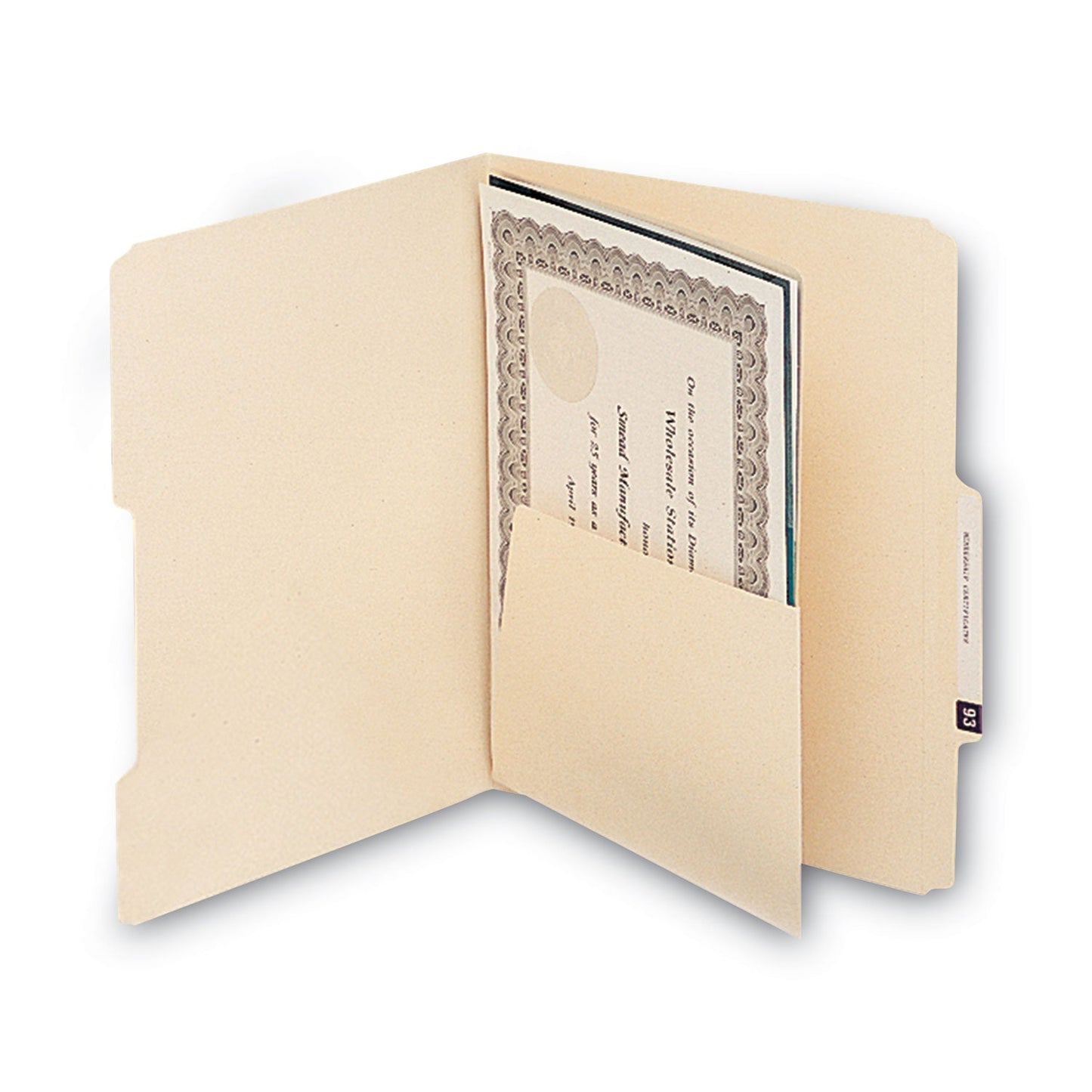 Smead Self-Adhesive Folder Dividers for Top/End Tab Folders with 5 1/2" Pockets, Letter Size, Manila, 25/Pack