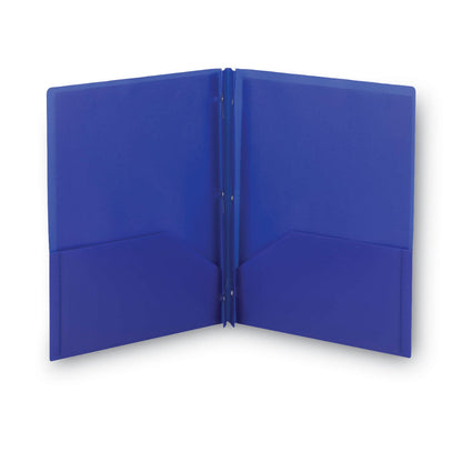 Smead Poly Two-Pocket Folder with Fasteners, 180-Sheet Capacity, 11 x 8.5, Blue, 25/Box