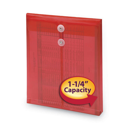 Smead Poly String and Button Interoffice Envelopes, Open-End (Vertical), 9.75 x 11.63, Transparent Red, 5/Pack