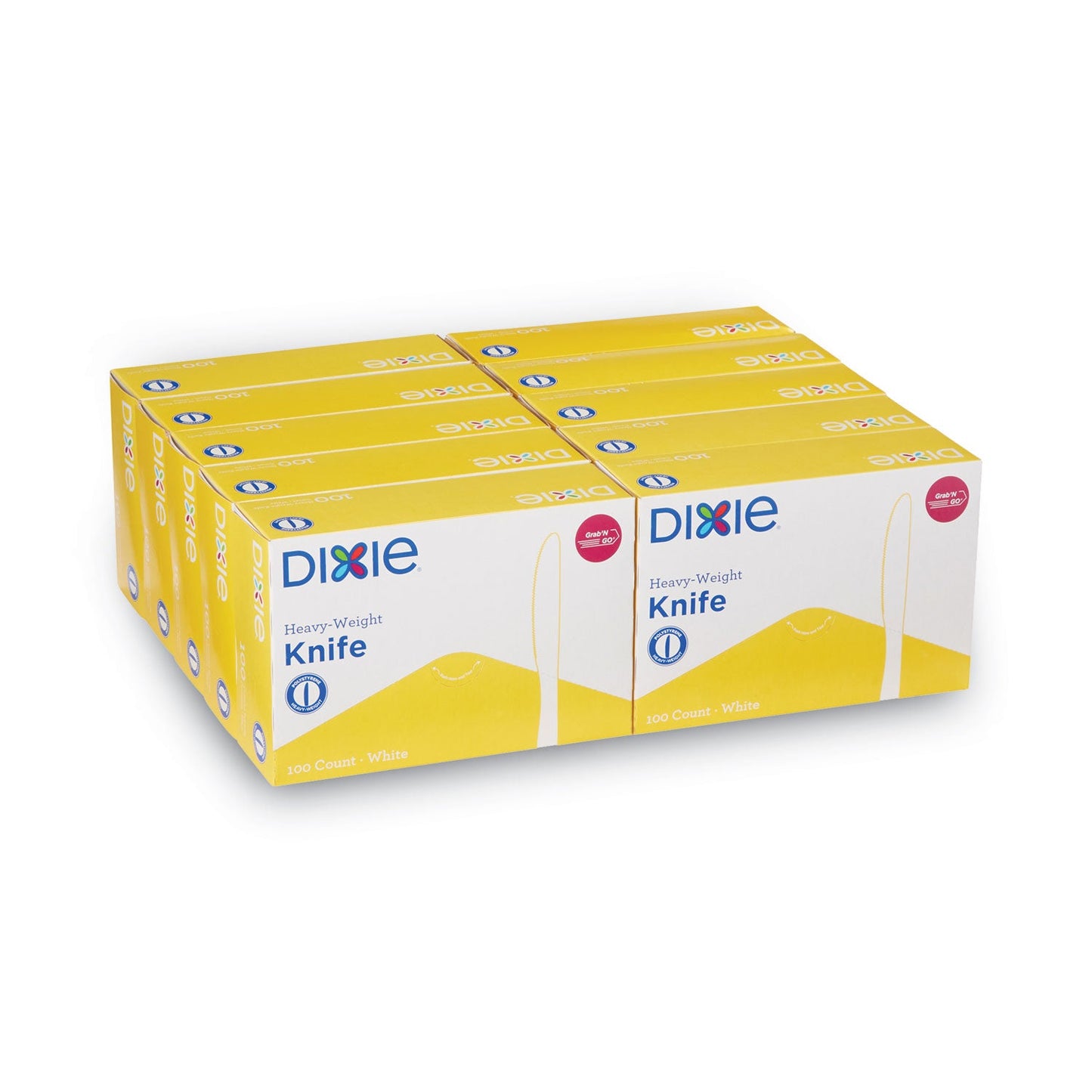 Dixie Plastic Cutlery, Heavyweight Knives, White, 1,000/Carton