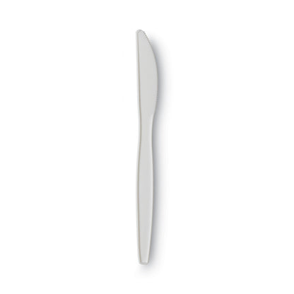 Dixie Plastic Cutlery, Mediumweight Knives, White, 1,000/Carton