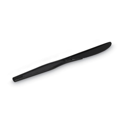 Dixie Plastic Tableware, Heavy Mediumweight Knives, Black, 100/Box