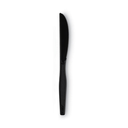 Dixie Plastic Tableware, Heavy Mediumweight Knives, Black, 100/Box