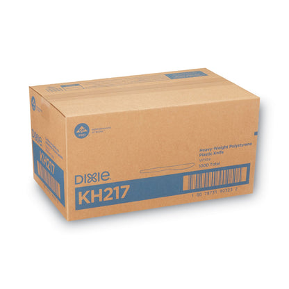 Dixie Plastic Cutlery, Heavyweight Knives, White, 1,000/Carton