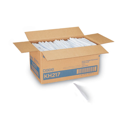 Dixie Plastic Cutlery, Heavyweight Knives, White, 1,000/Carton