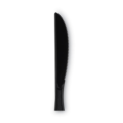 Dixie Plastic Tableware, Heavy Mediumweight Knives, Black, 100/Box