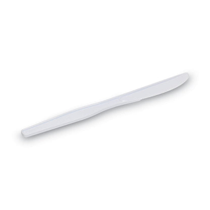 Dixie Plastic Cutlery, Heavyweight Knives, White, 1,000/Carton