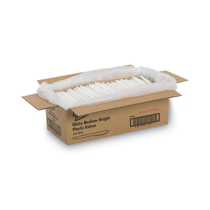 Dixie Plastic Cutlery, Mediumweight Knives, White, 1,000/Carton