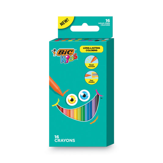 BIC Kids Coloring Crayons, 16 Assorted Colors, 16/Pack