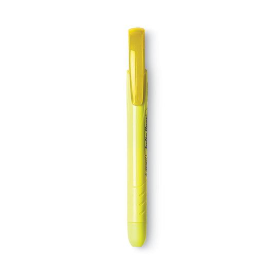 BIC Brite Liner Retractable Highlighter, Fluorescent Yellow Ink, Chisel Tip, Yellow/Black Barrel, Dozen