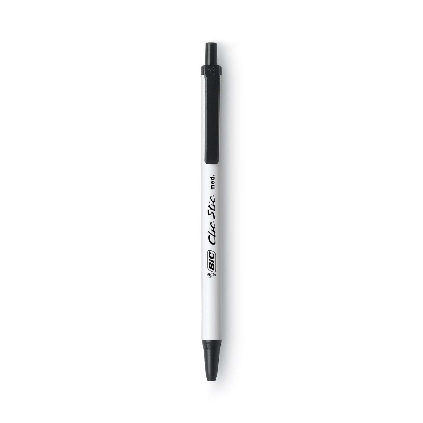 BIC Clic Stic Ballpoint Pen Value Pack, Retractable, Medium 1.2 mm, Black Ink, White Barrel, 60/Pack