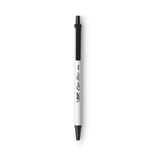 BIC Clic Stic Ballpoint Pen Value Pack, Retractable, Medium 1.2 mm, Black Ink, White Barrel, 60/Pack