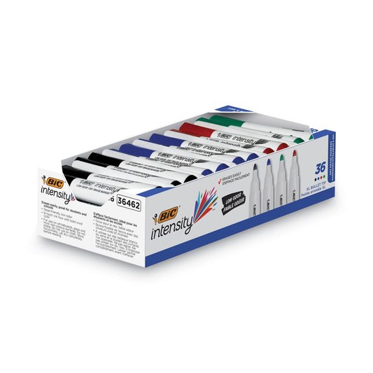 BIC Intensity Low Odor Fine Point Dry Erase Marker Value Pack, Fine XL Bullet Tip, Assorted Colors, 36/Set