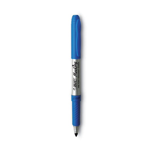 BIC Intensity Fine Tip Permanent Marker, Fine Bullet Tip, Deep Sea Blue, Dozen