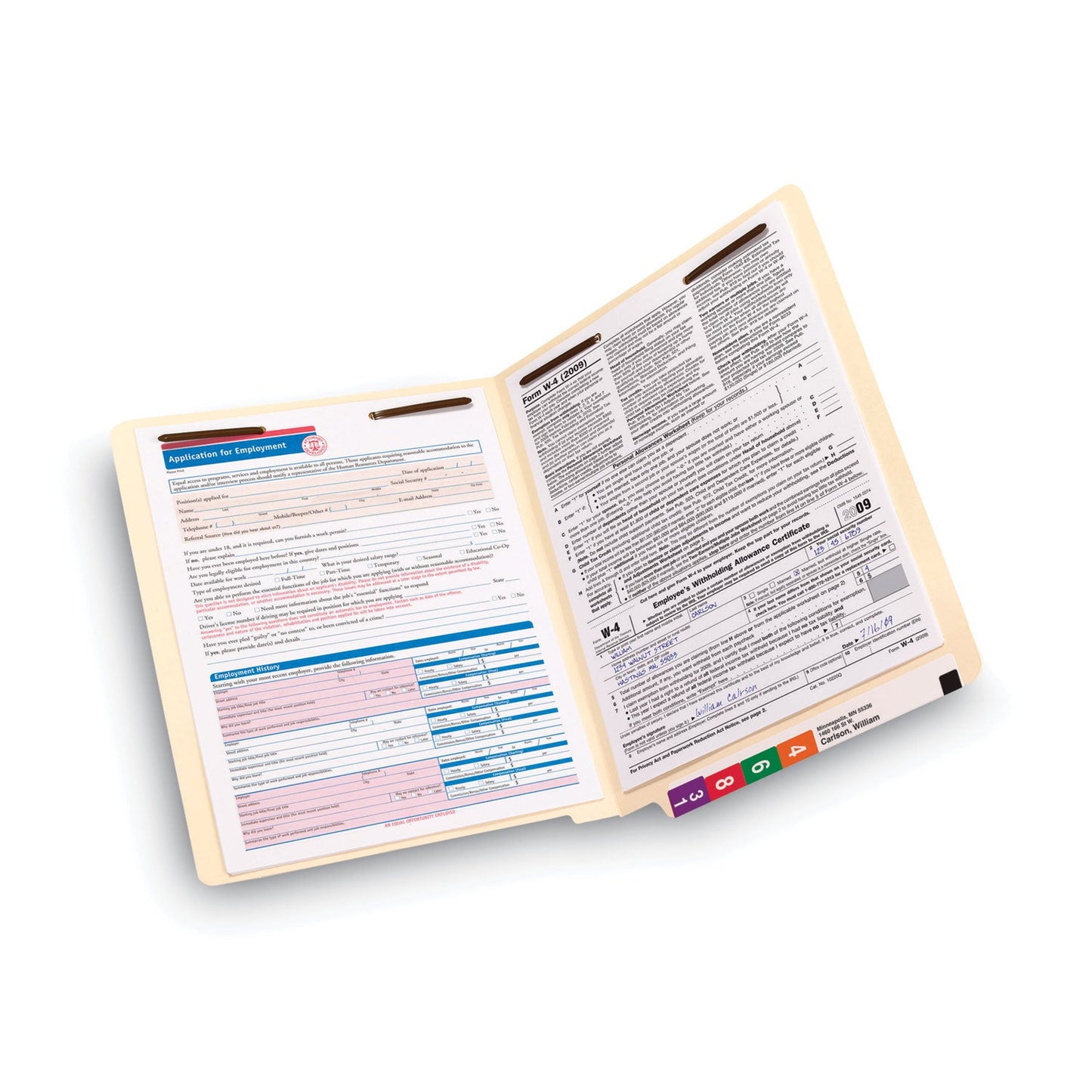 Smead Manila End Tab Fastener Folders with Reinforced Tabs, 14-pt Stock, 2 Fasteners, Letter Size, Manila Exterior, 50/Box